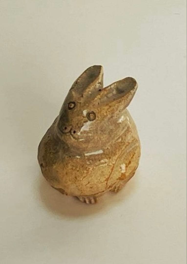 新品未使用　萩焼　香合　兎　二重箱