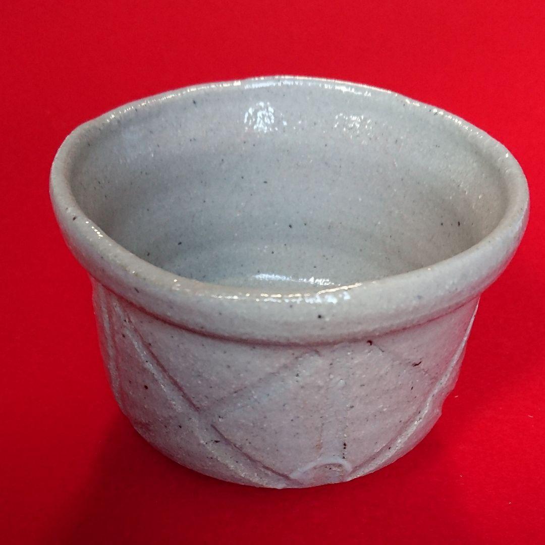 茶道具  半筒 茶碗   彫唐津  利左エ門作