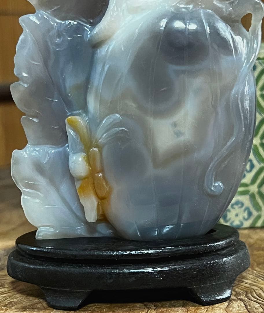 中国美術 時代 瑠璃 玉 台座 共箱