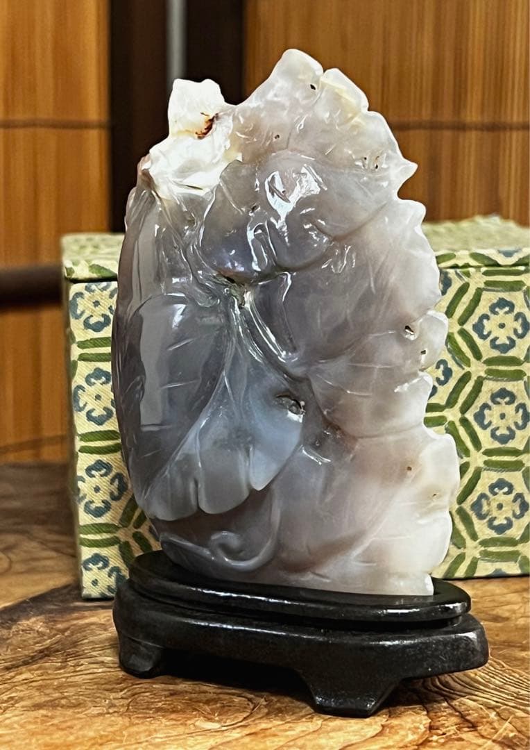 中国美術 時代 瑠璃 玉 台座 共箱