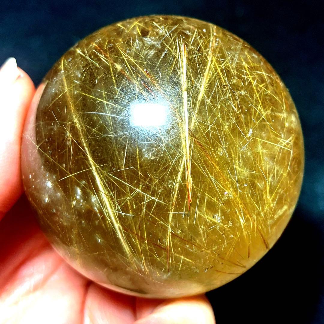 超大玉　60mm ゴールドルチルクォーツ　丸玉　スフィア　金針水晶