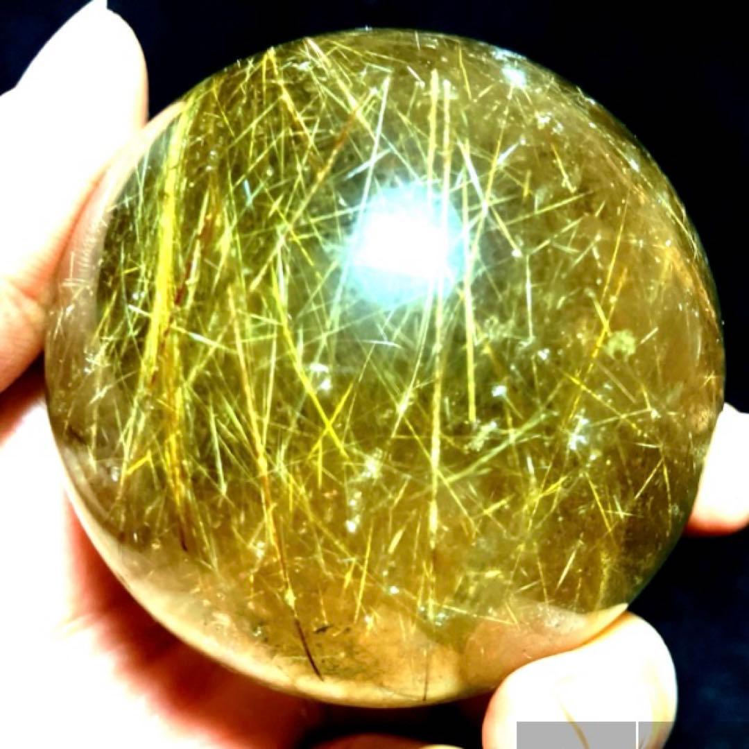 超大玉　60mm ゴールドルチルクォーツ　丸玉　スフィア　金針水晶