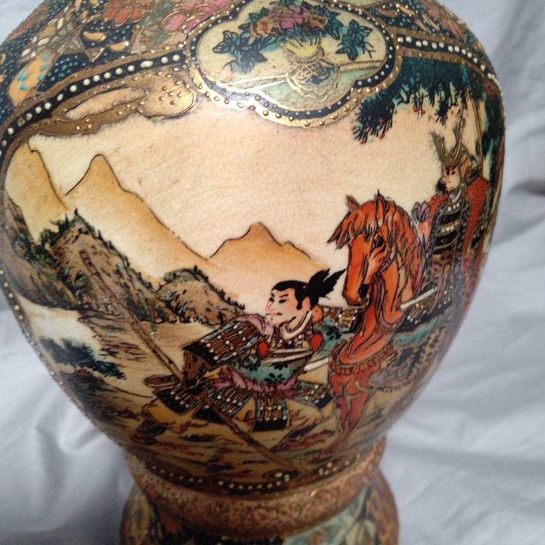 薩摩焼 武者芸者文花瓶 36cm