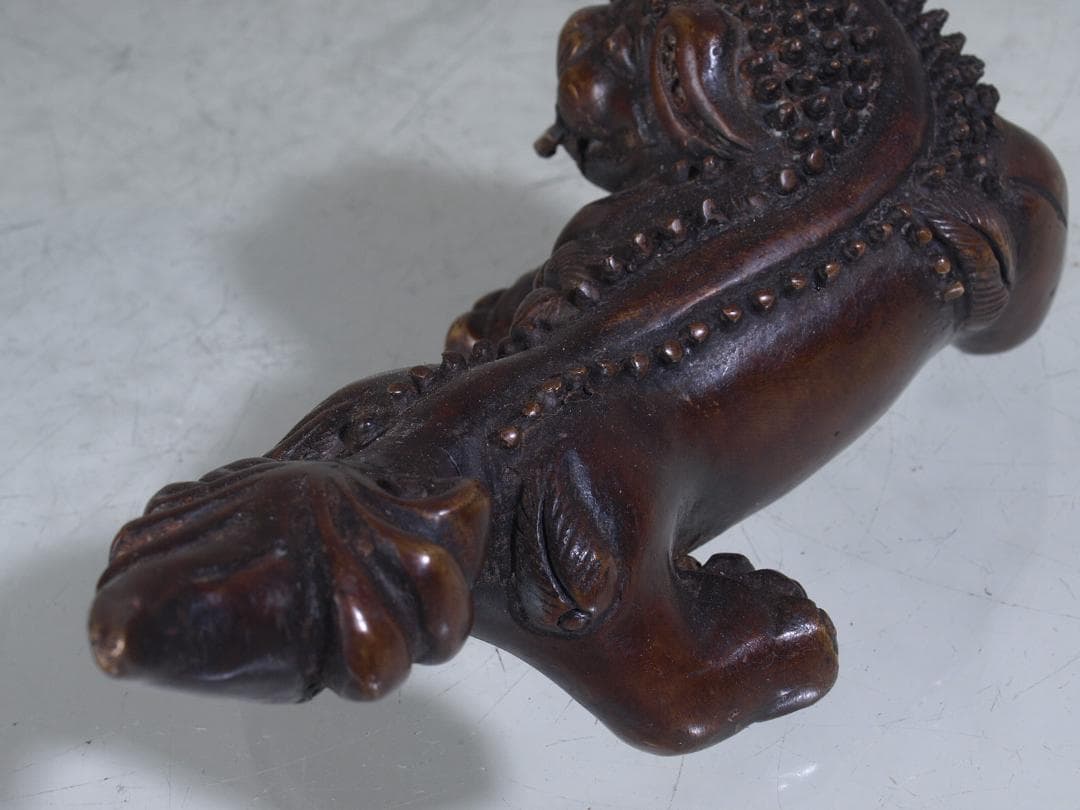 中国　唐物　清時代末期　銅製 獅子の置物G0181A3-2