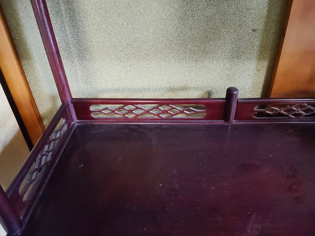 【2月8日まで】花梨 茶棚 飾り棚 違い棚 茶箪笥 カリン材