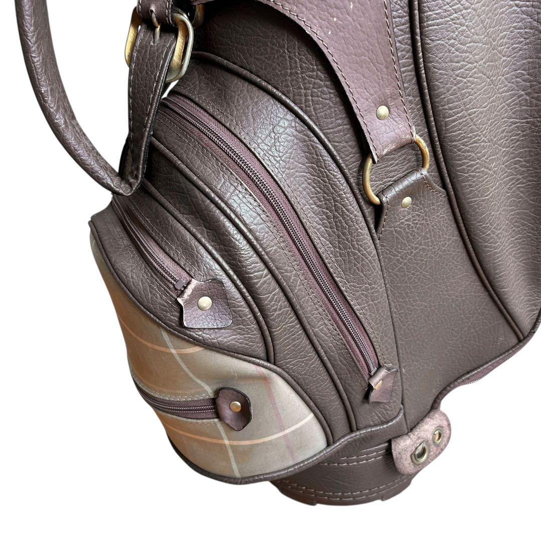 BURBERRY　バーバリー　キャディバッグ　ゴルフバッグ　チェック柄　レザー