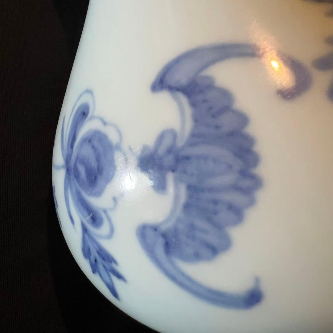 李朝 鶴首花入 分院 染付け 韓国 朝鮮 古美術 骨董 蝙蝠牡丹文 コウモリ