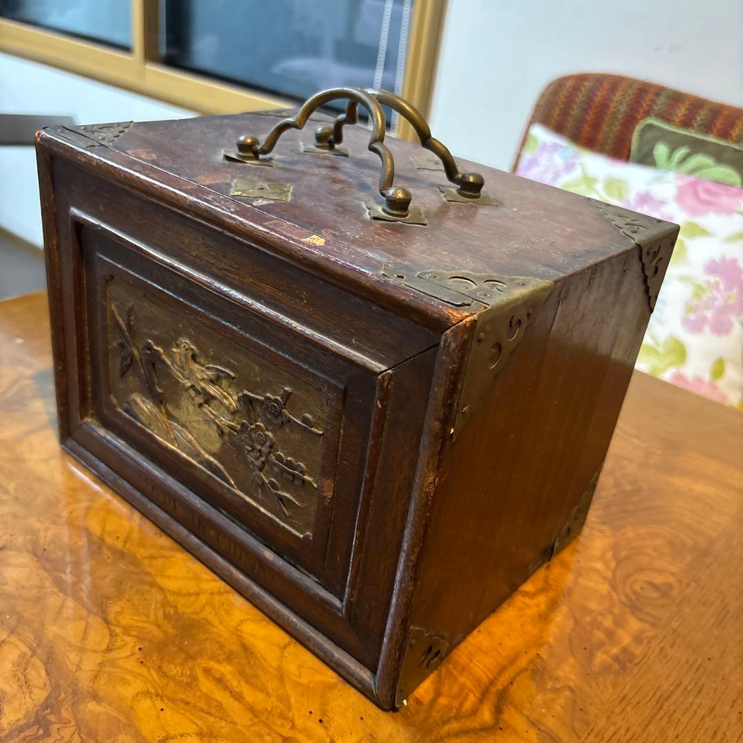 木製箱入り麻雀牌　アンティーク