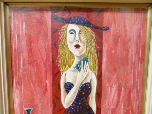 希少 ビンテージ 真作 野田龍二 占い 直筆サイン 椿近代画廊 絵画 油絵当時物