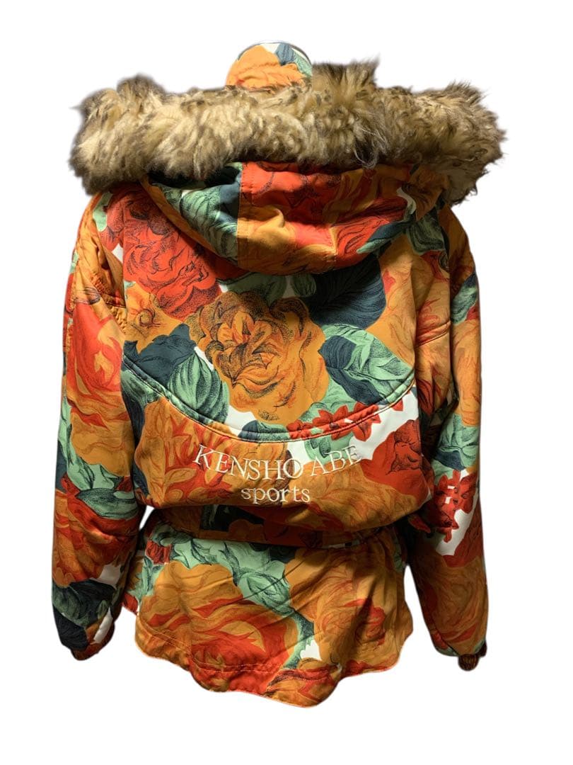 KENSHO ABE フラワーパターン スポーツウェア ファー付き中綿ブルゾン