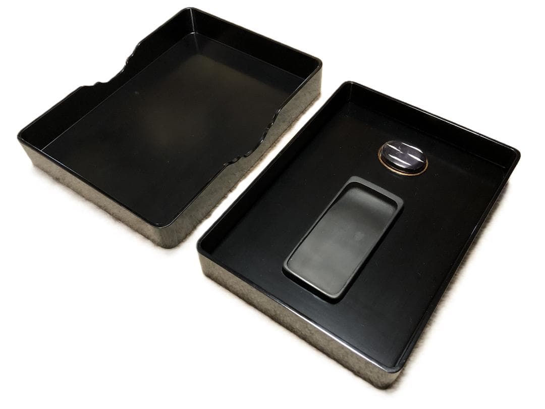 【 花丸蒔絵硯箱 蔵出未使用品 】　平安揚光堂造之　共箱付　昭和前期