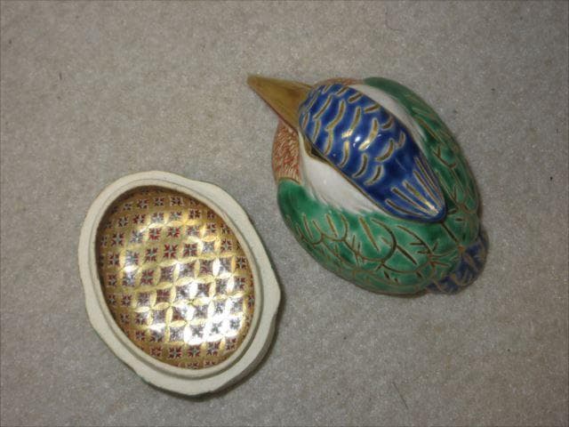 早い者勝ち 真葛焼 宮川香山 色絵翡翠香合 今日庵識 共箱