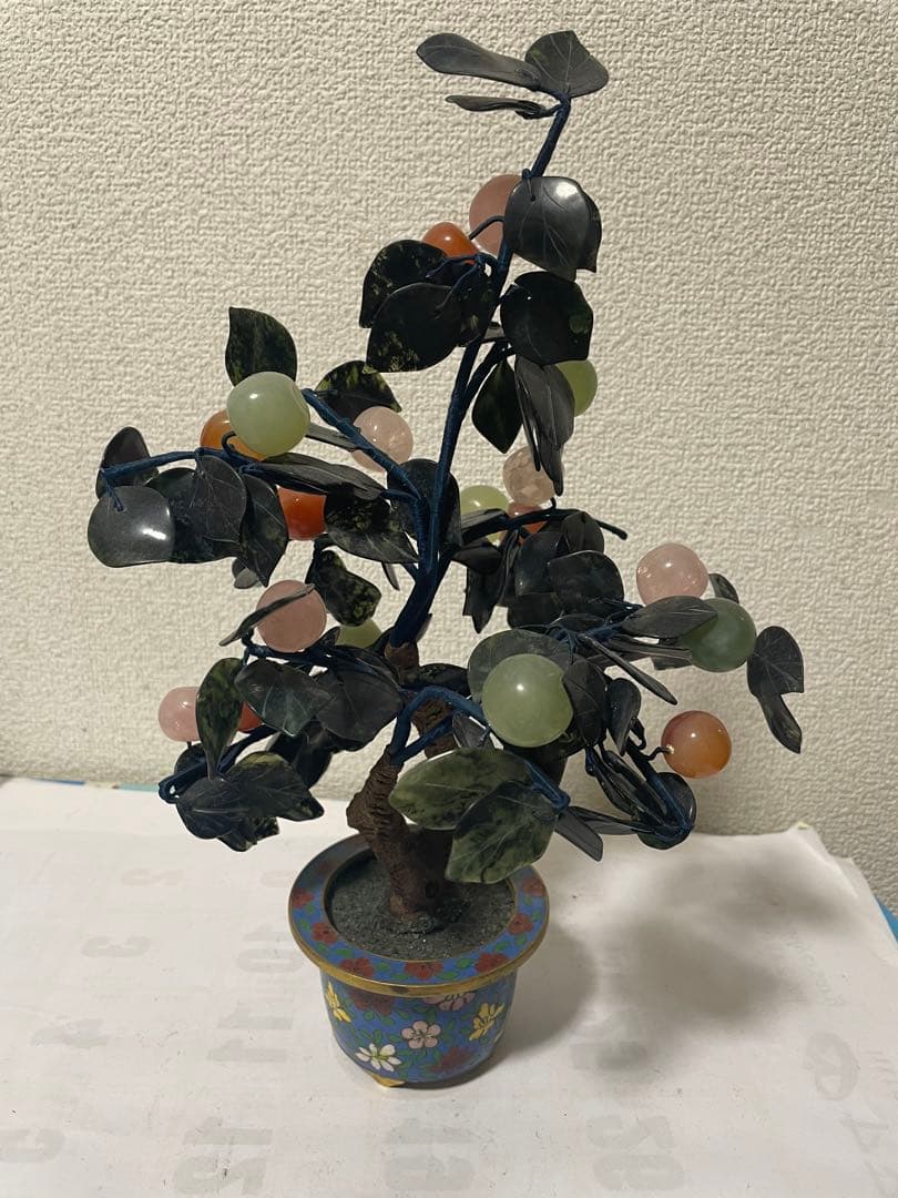 中国美術 盆栽　七宝焼　玉石　瑪瑙　翡翠 彫刻　置物