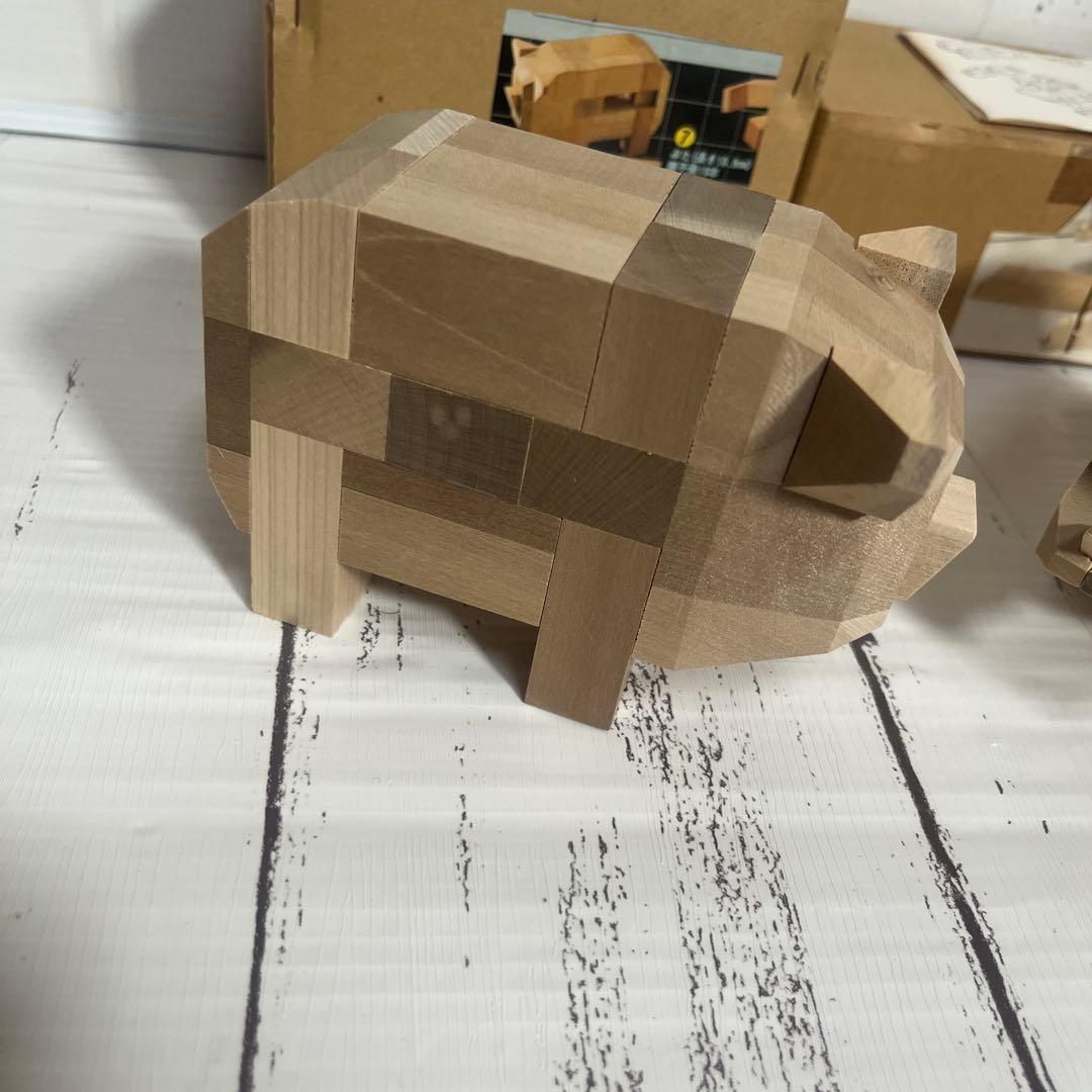 山中組木　yamanaka kumiki 動物セット　ブタ　カバ　ゾウ　ライオン