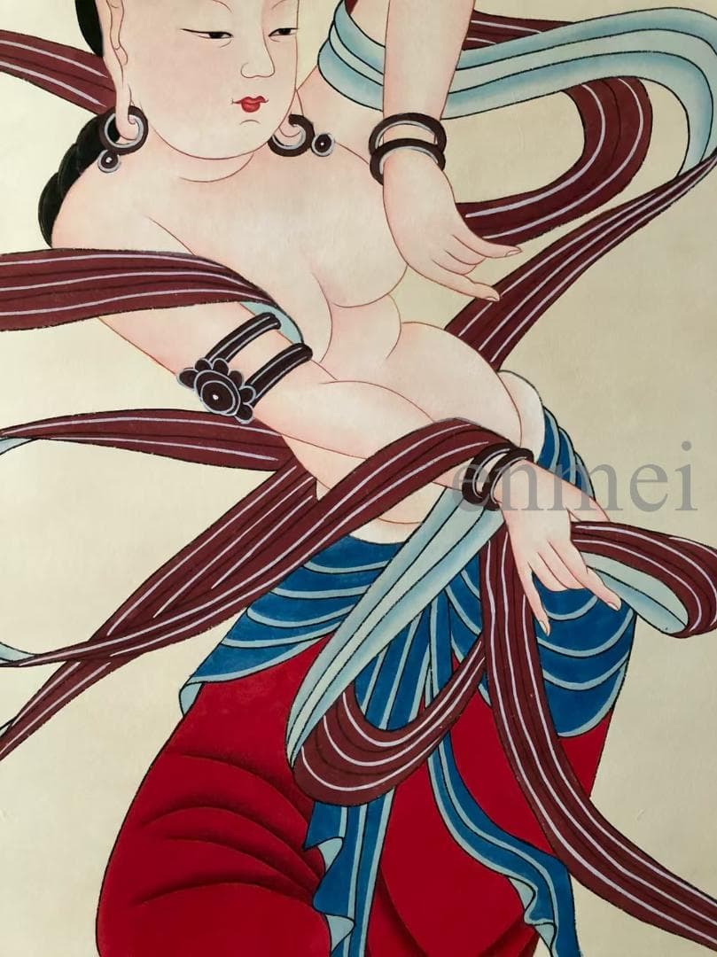 中国古美術・張大千款・飛天人物画・掛軸・純手描き・文房置物・水墨画・書道品・宣紙