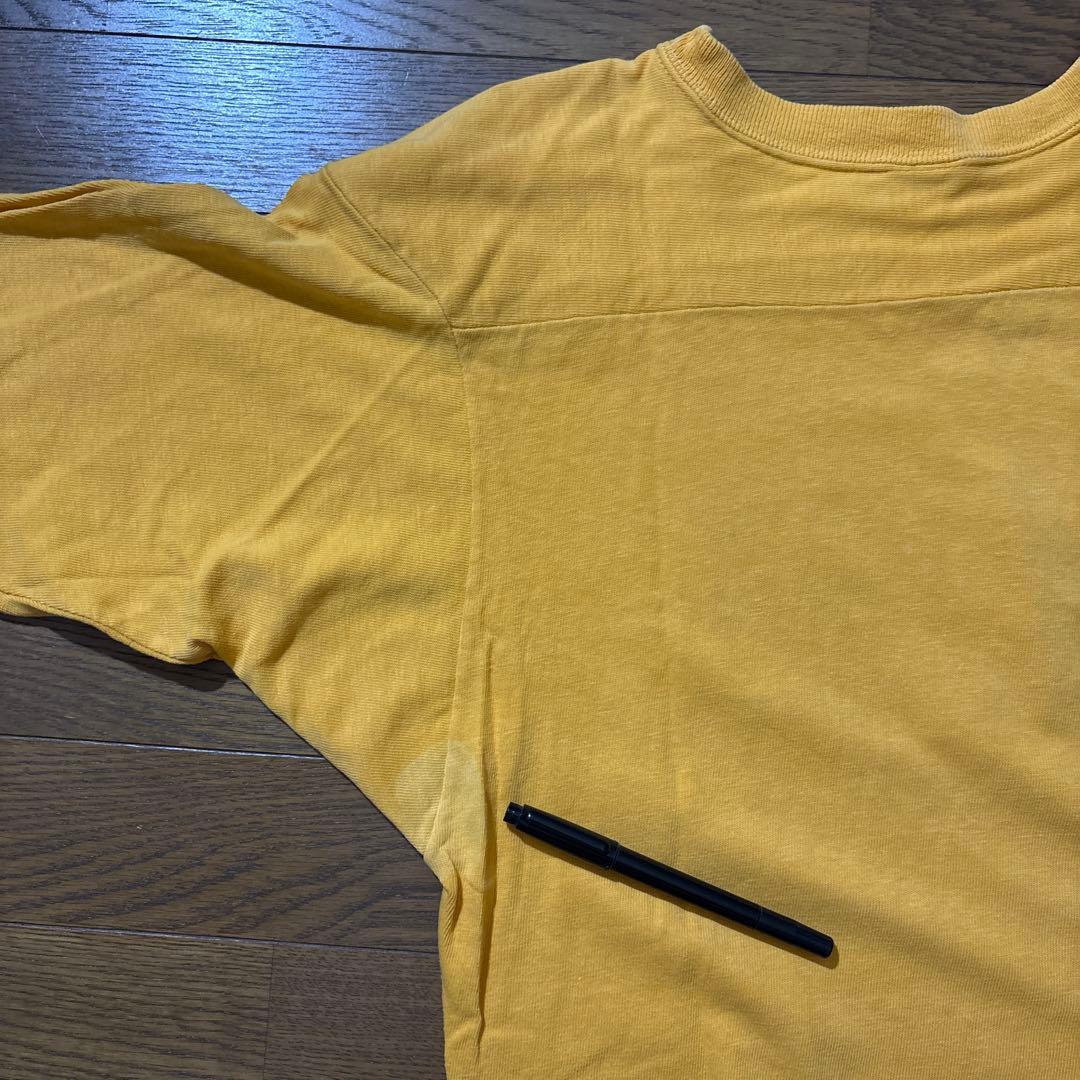 70s CHAMPION フットボールTシャツ M 黄色 バータグ チャンピオン