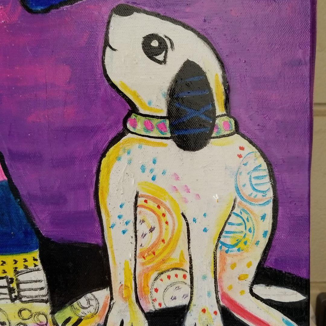 油絵　ゆ(o^^o)★確認　ベストフレンド馬と犬