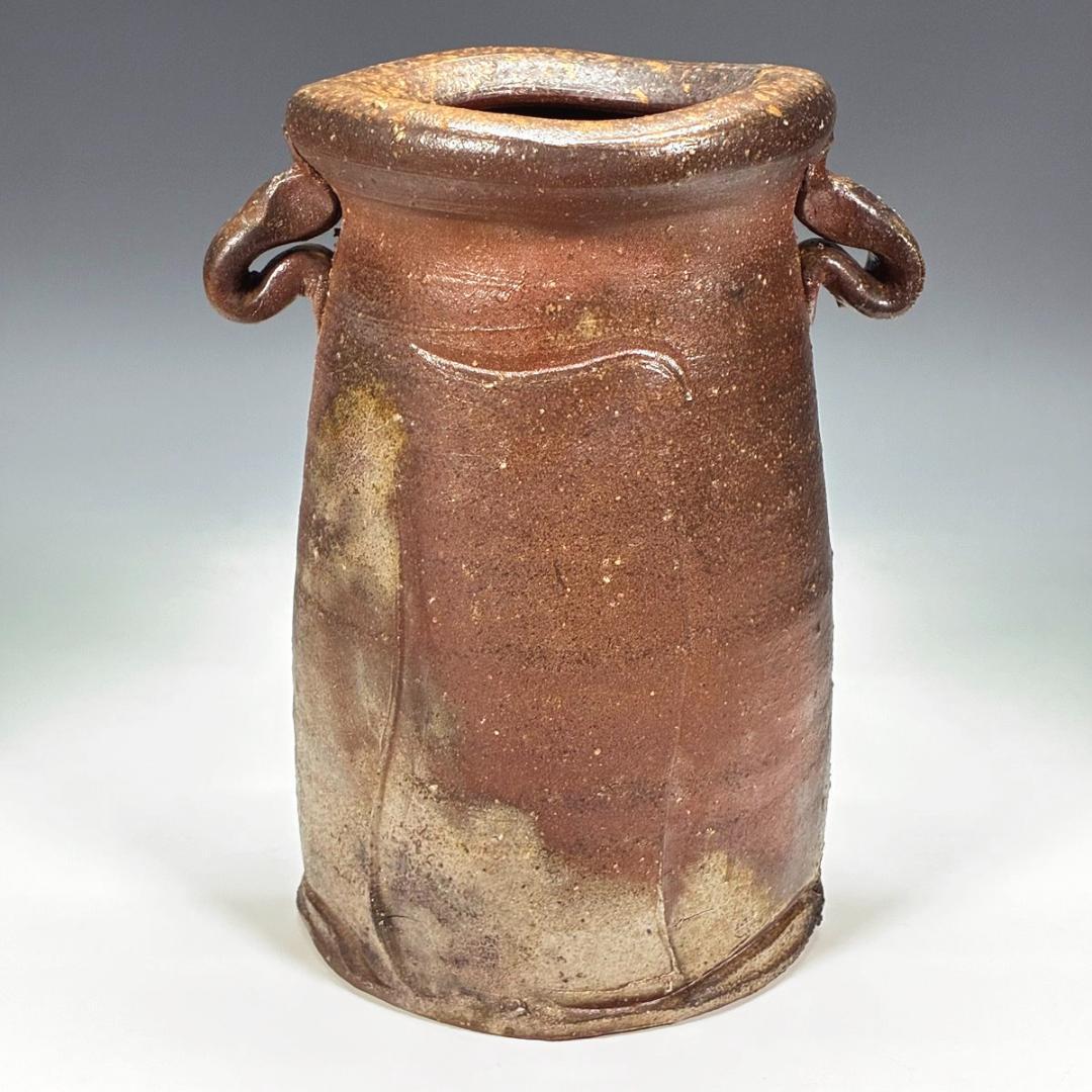 ■備前焼 斉藤隆 作 花入 共箱あり 師：伊勢崎淳