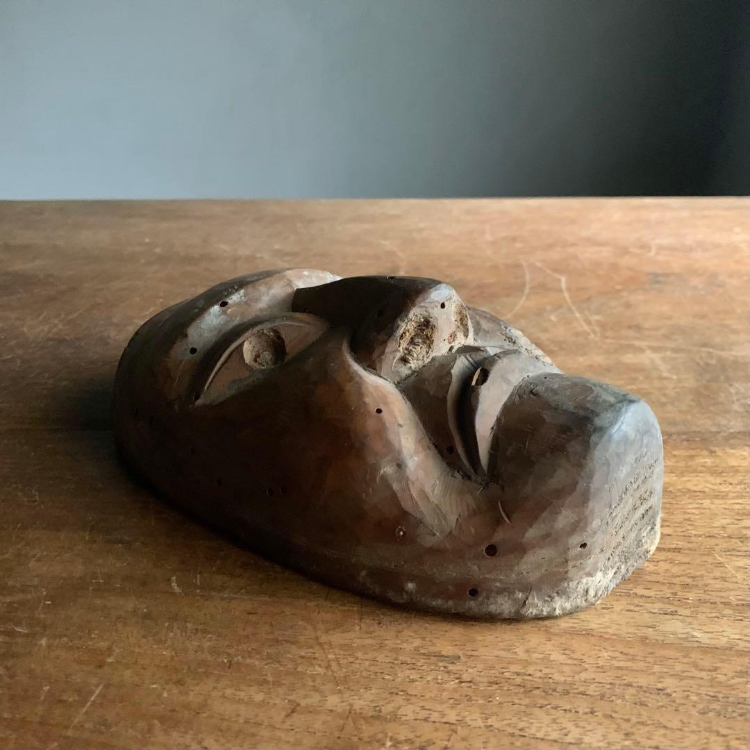 木彫 面型 ？ 古道具 木彫面 アンティーク 古美術 オブジェ