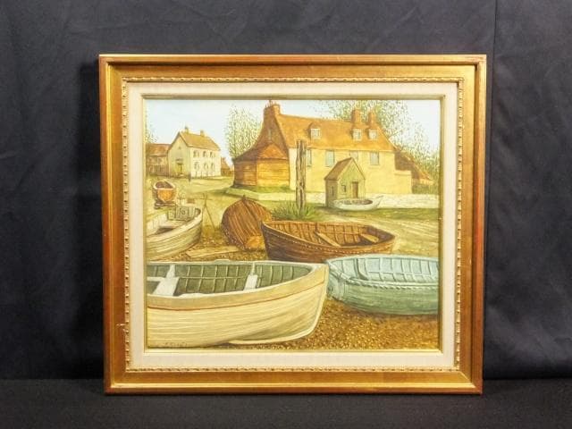 坂本益夫　直筆サイン『仏 湖畔風景』キャンヴァスに油彩 10号 0718E