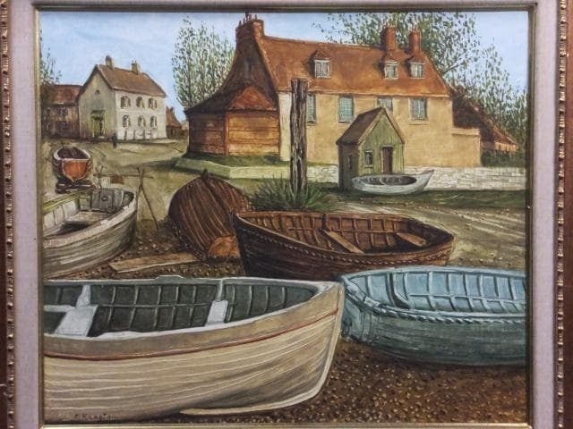 坂本益夫　直筆サイン『仏 湖畔風景』キャンヴァスに油彩 10号 0718E