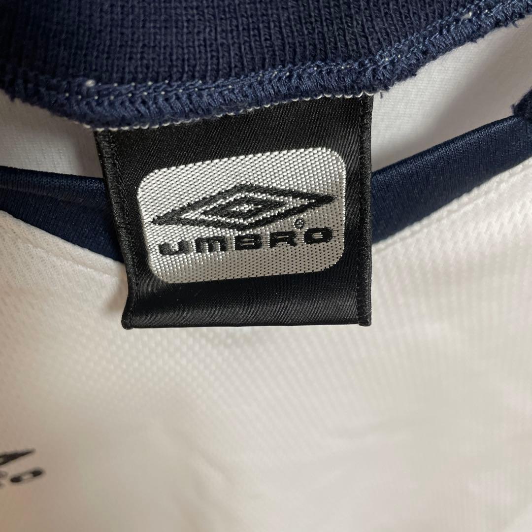 UMBRO 長袖ポロシャツ ホワイト/ネイビー