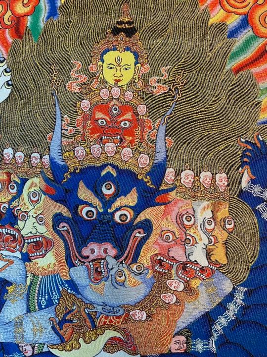 特別お値下げ　チベットの絹刺繍のタンカ　ヤブユム　歓喜仏