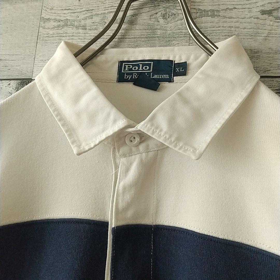 希少☆ポロバイラルフローレン 太ボーダー 刺繍 ビッグポニー ラガーシャツ 3L