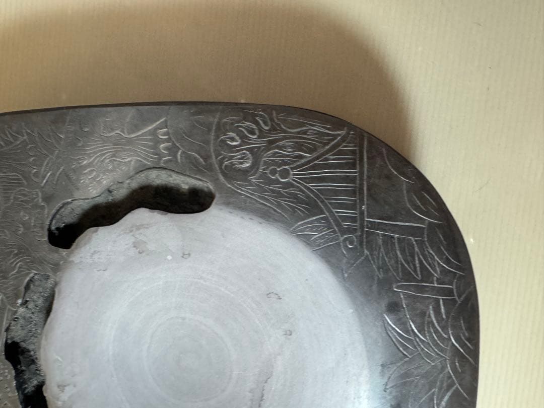 2911 中国古硯　人物文字彫刻　中国骨董　書道具