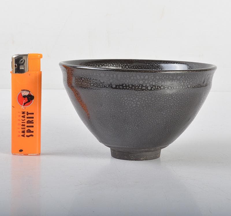 中国　宋代　建窯　窯変　油滴天目茶碗　桐箱付　M　R4617