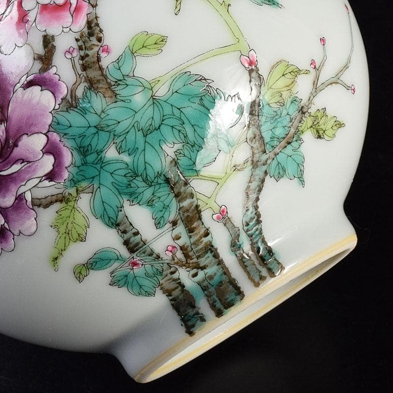 中国　大清乾隆年製　粉彩　牡丹文　長頸瓶　一輪挿　M　R7901E