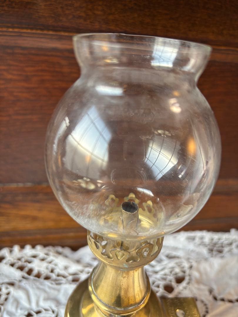 フランスアンティーク 真鍮製クラシックオイルランプ