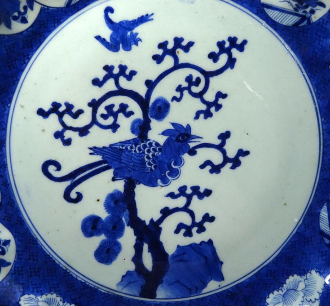 時代物 古伊万里 染付 大皿 幅約31.5cm 古陶磁 p95232