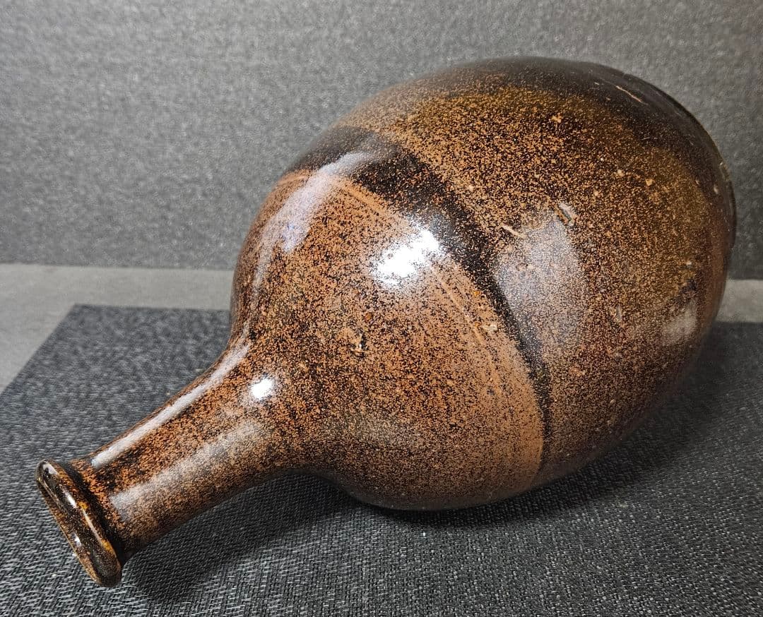 明治時代　古丹波　褐釉　徳利　花入れ　花生　茶道具　茶器　華道具　酒器　オブジェ
