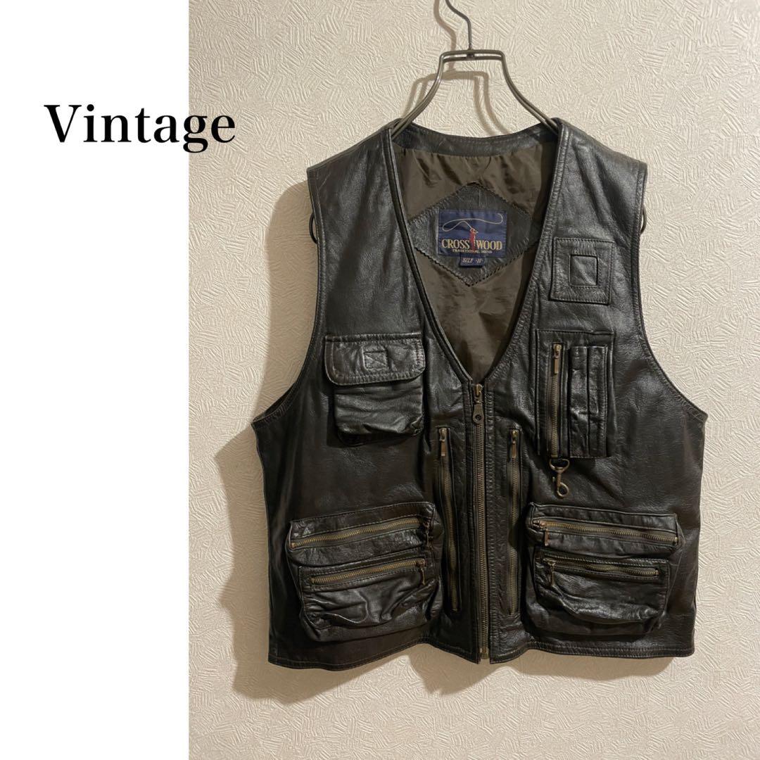 Vintage レザー フィッシング ベスト / ゲームポケット