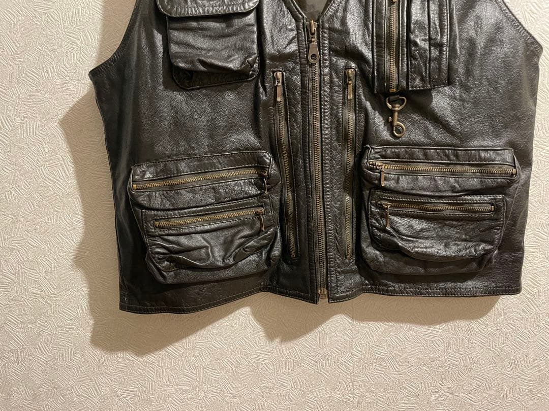 Vintage レザー フィッシング ベスト / ゲームポケット