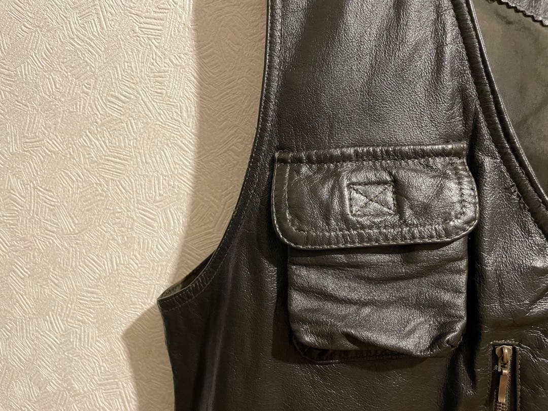 Vintage レザー フィッシング ベスト / ゲームポケット