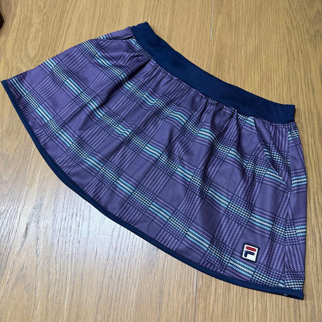 希少　FILA テニスウェア　スコート2点セット　紫系 チェック柄