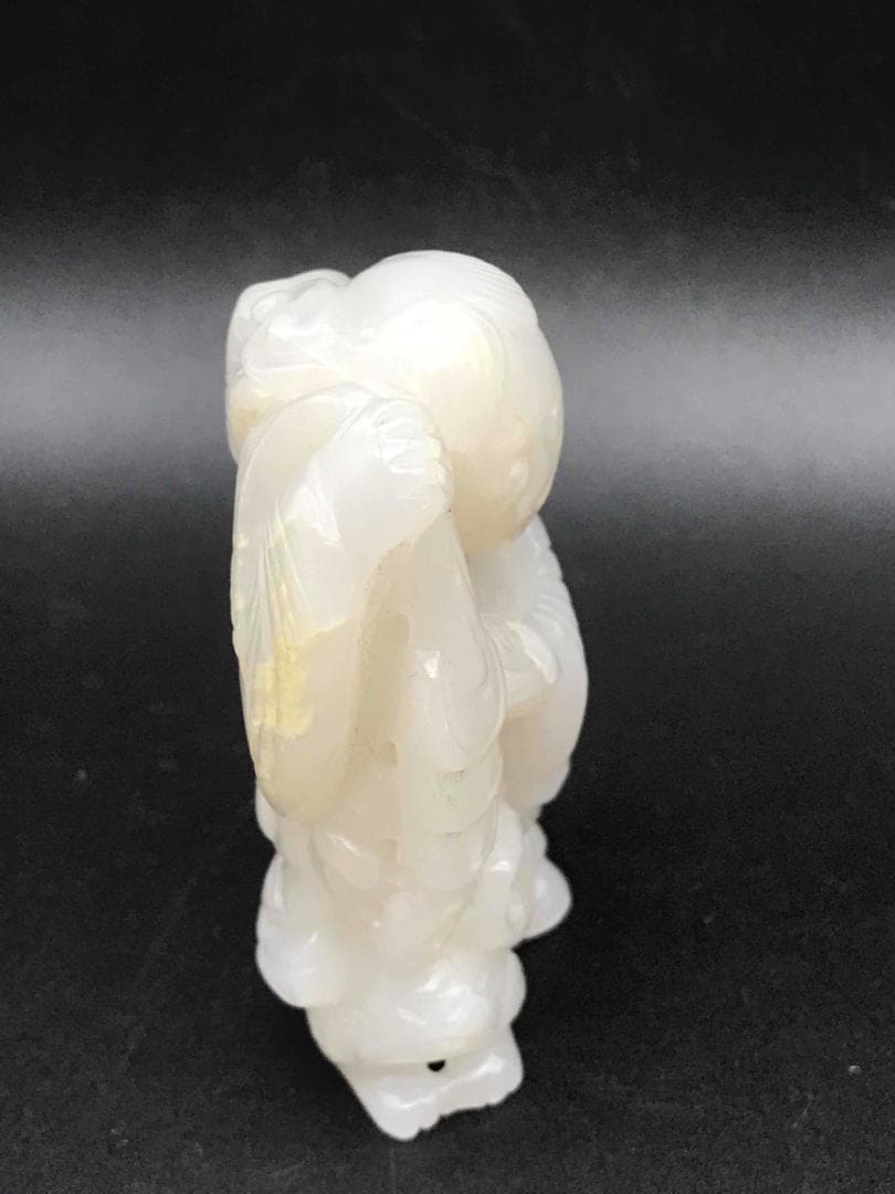 清乾隆時代　和田玉　童子佩　純和田玉彫り　古玉石　白玉　時代物　賞物(F-4)