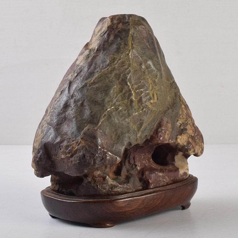 鑑賞石　天然石　赤石　赤玉石　葛屋　置物　約1319g　唐木台付　V　R9170