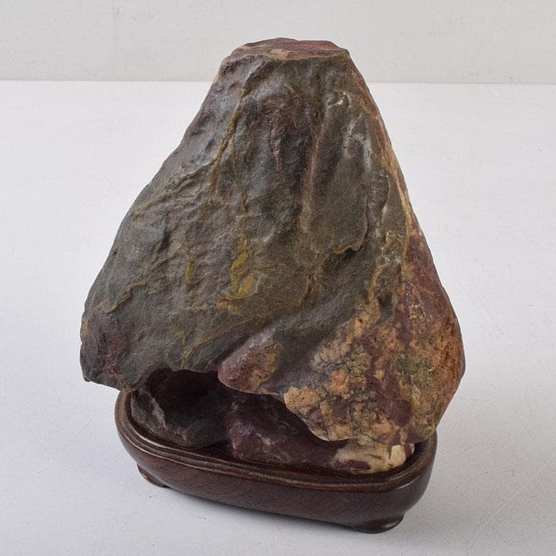 鑑賞石　天然石　赤石　赤玉石　葛屋　置物　約1319g　唐木台付　V　R9170