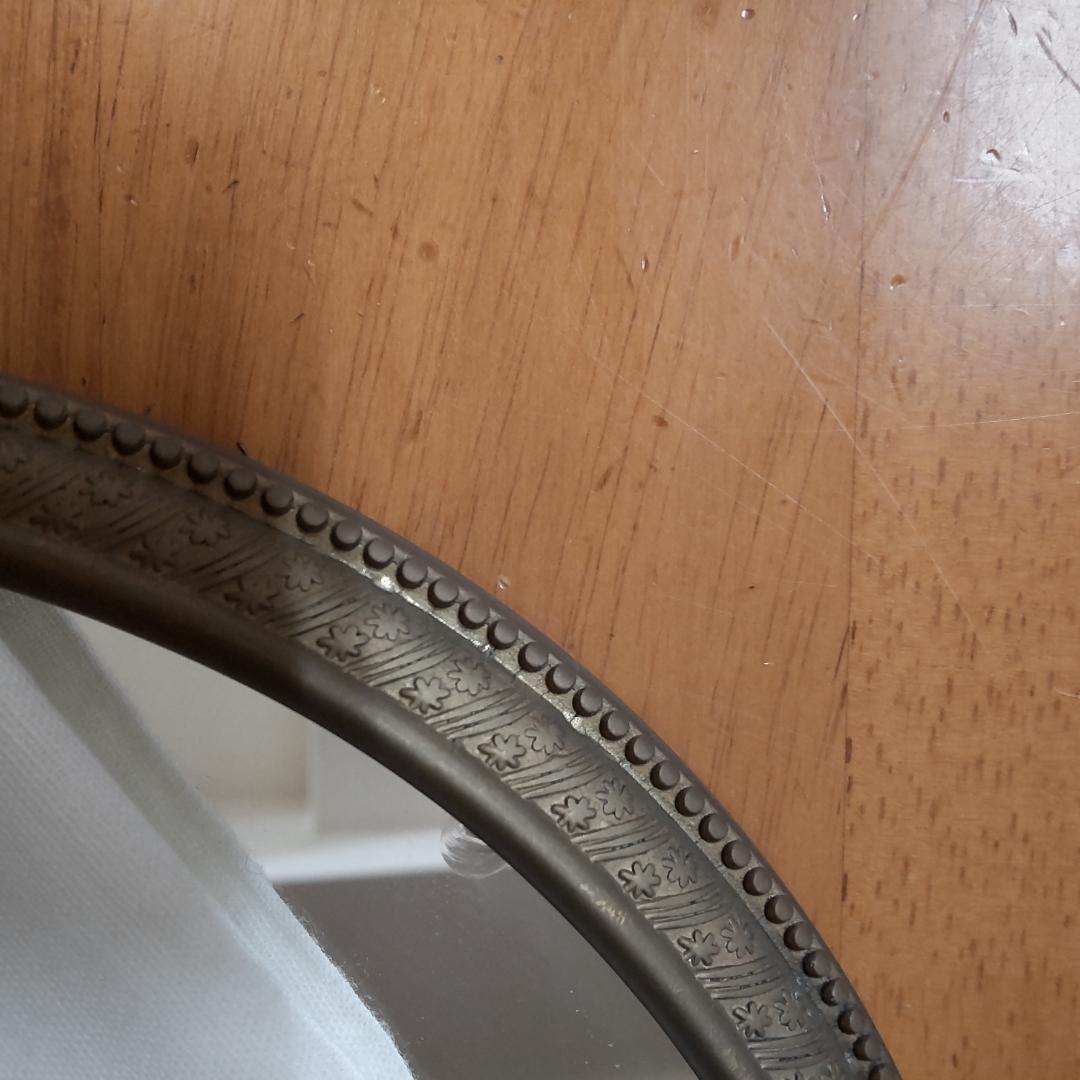 アンティーク仕上げ　鏡 ミラー スタンドミラー 卓上ミラー 卓上鏡 真鍮　ゴール