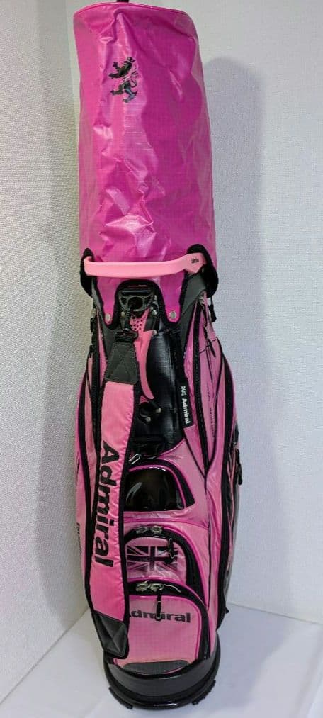 「Admiral キャディバッグ 濃いピンク フード・ショルダー付」