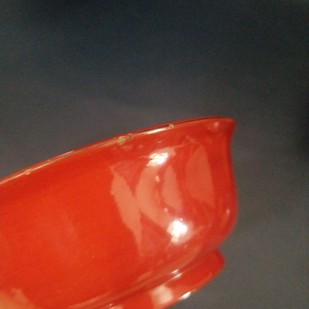 イチゴ　漆塗 内総沈金 菊花紋吸物椀2客、朱漆塗 牡丹沈金 吸物椀 2客