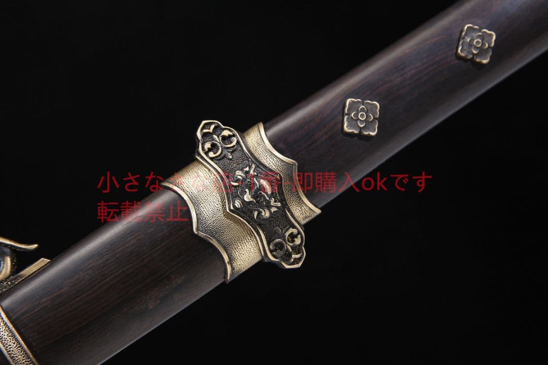 君弘唐横刀素装黒白檀模様鋼敷土焼刃 古兵器 武具 刀装具 日本刀 模造刀 居合刀