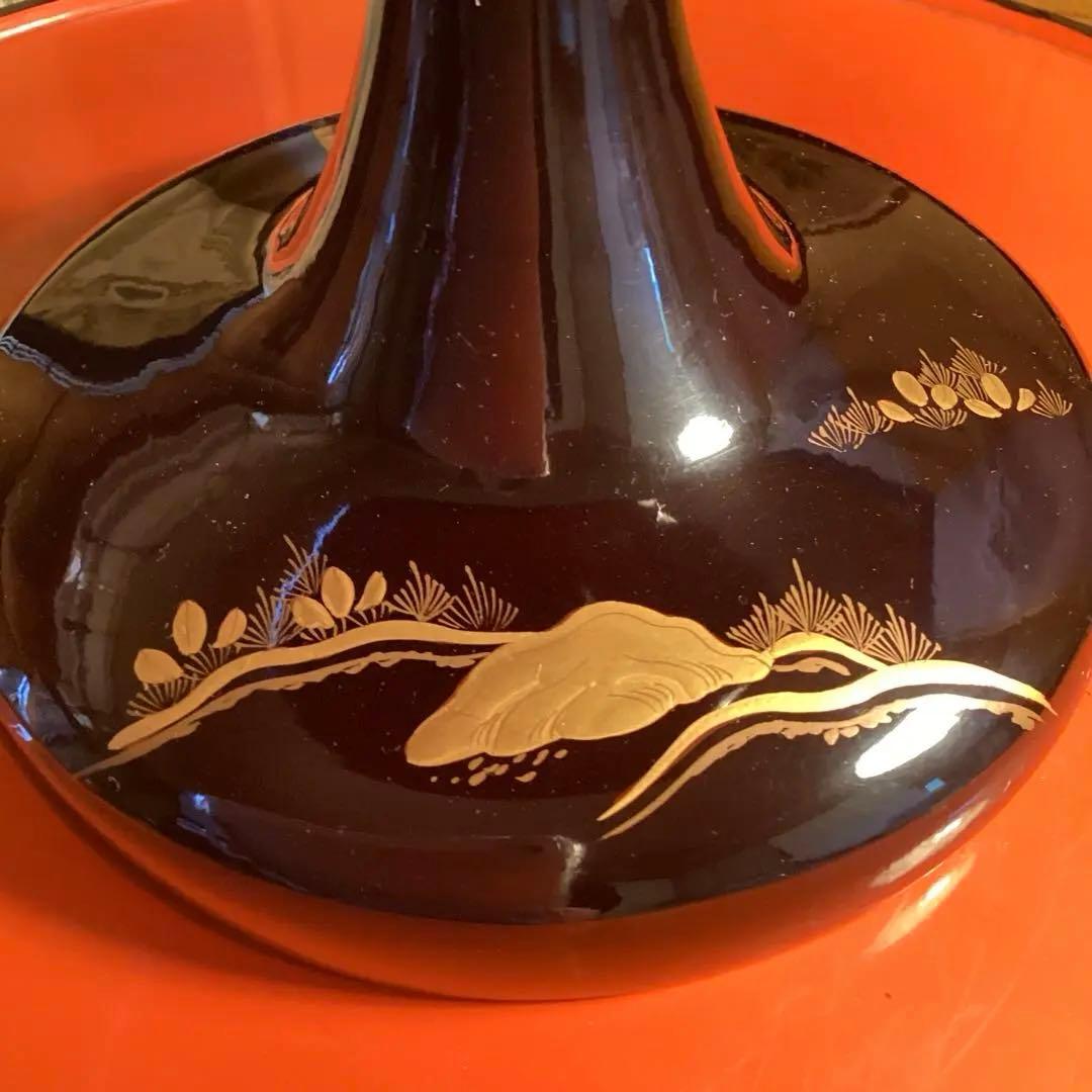 A1036 木製輪島塗　柳に鮎　金縁　蒔絵　高月　高杯　　1基（供箱付）