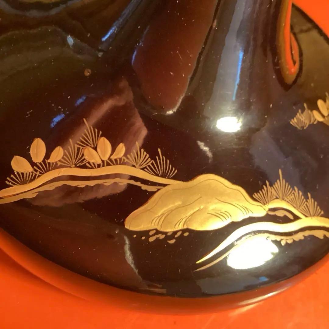 A1036 木製輪島塗　柳に鮎　金縁　蒔絵　高月　高杯　　1基（供箱付）