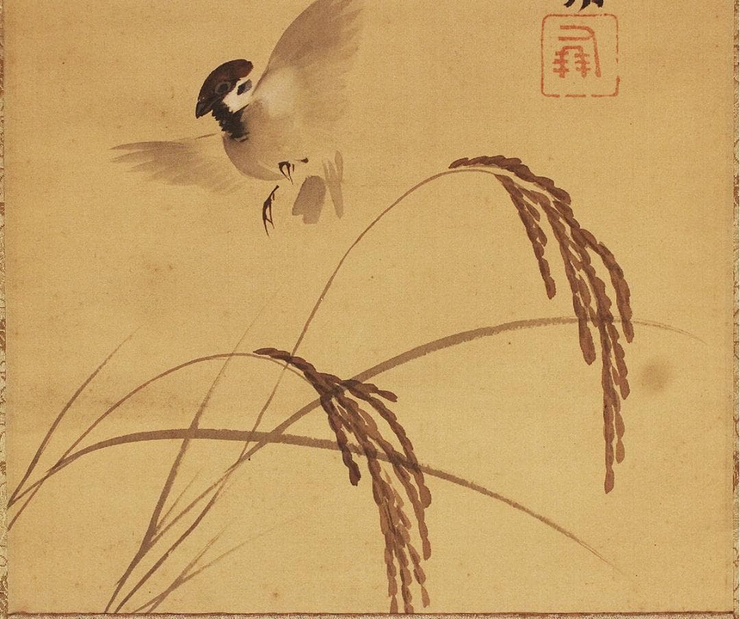 【自題共箱】◆ 竹内栖鳳『 雀図 』掛軸 絹本 真筆◆ 検）上村松園 小磯良平