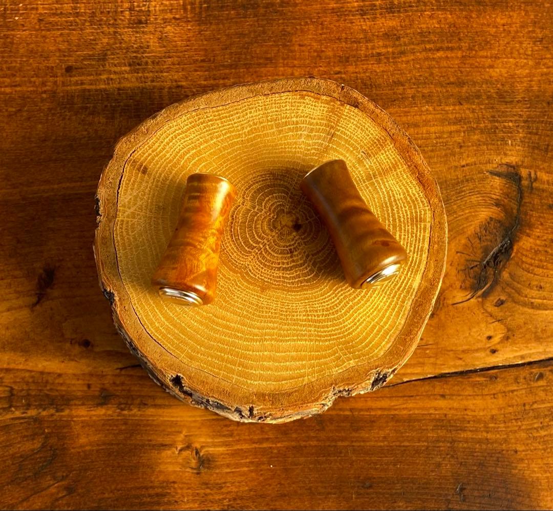 ウッドノブ　ハンドルノブ　黄金樟　丸型　リールカスタムパーツ　ダイワS シマノA