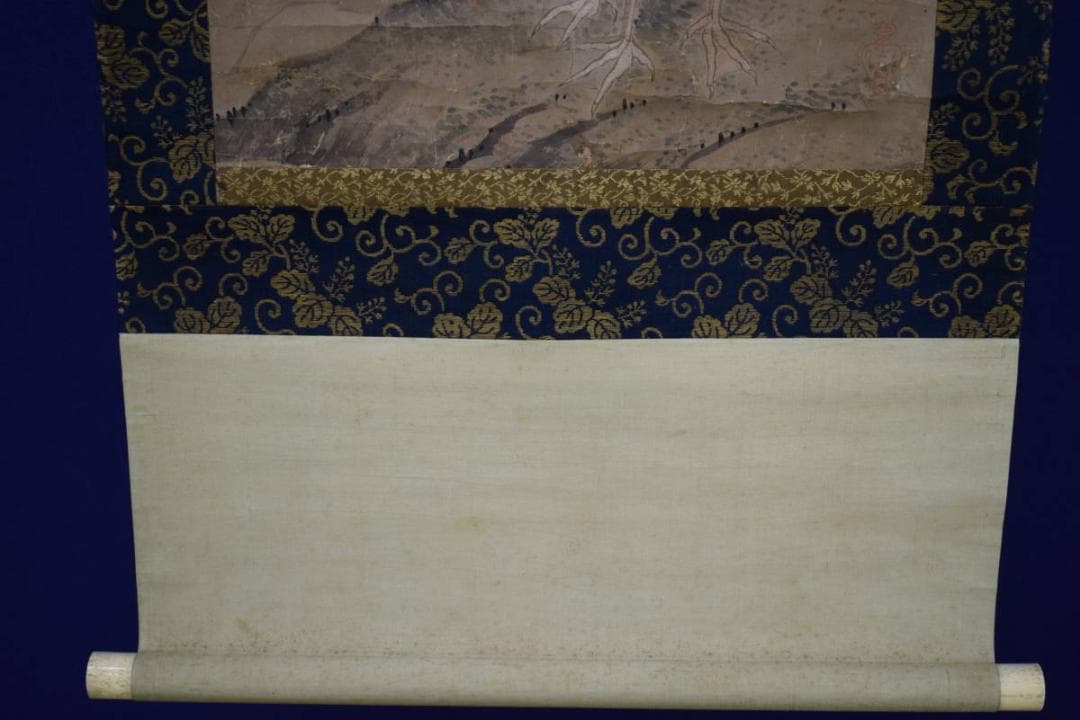 真作/狩野探幽/鴨の図/絹表装/布袋屋掛軸HH-508